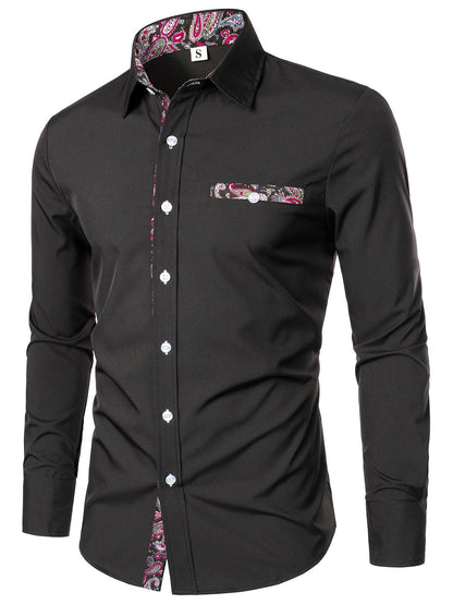 Herren Hemd Langarm Paisley Muster Modern Berlin