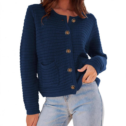 Damen Cardigan Modern Rippmuster Elegante Knöpfe