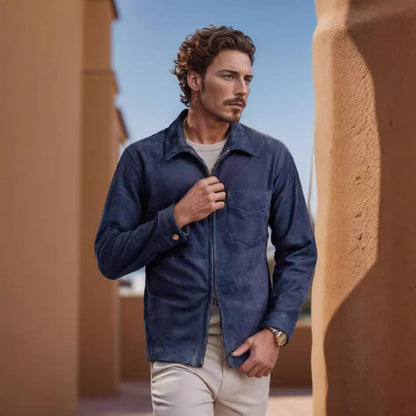 Herren Lederjacke Stehkragen Modern mit Taschen - BerlinGlamour