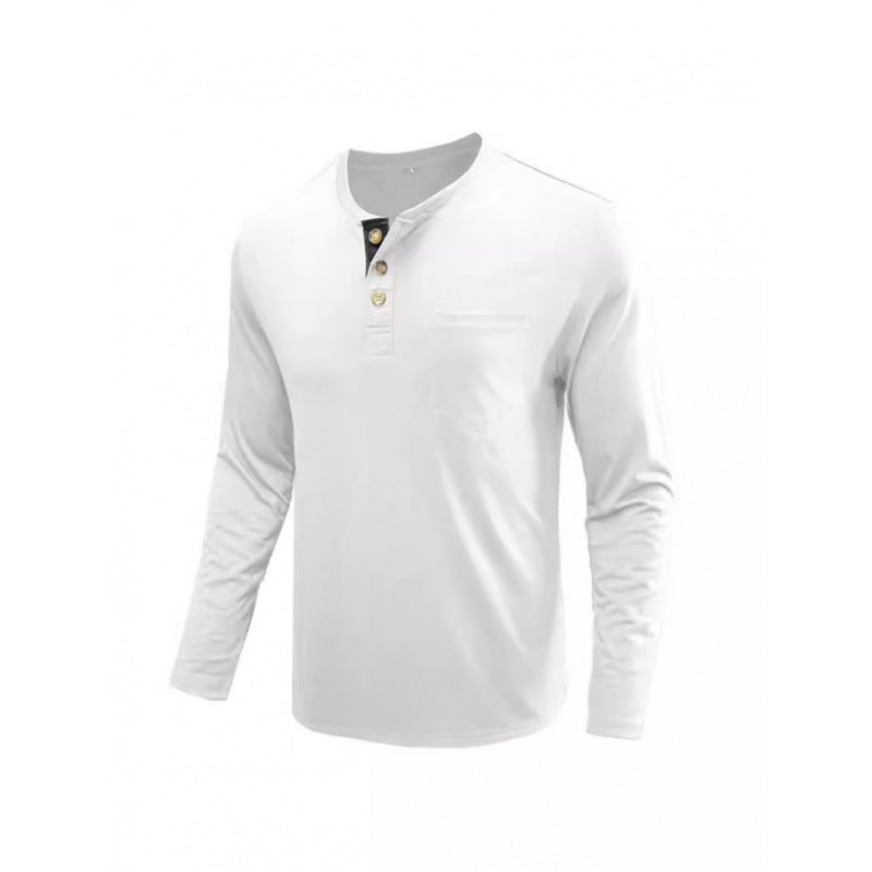 Der neue Titel wäre: Herren Langarmshirt mit modischem Stehkragen und eleganter Knopfleiste