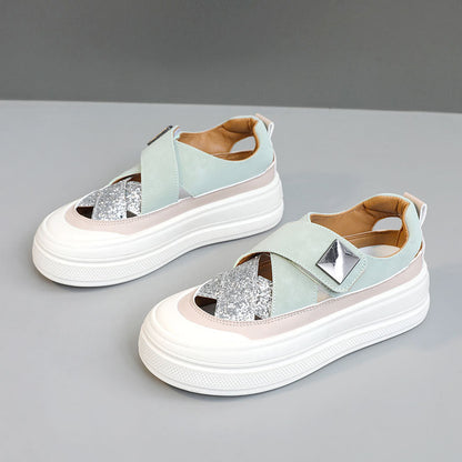 Damen Plateausneaker Glitzer Obermaterial Bequem