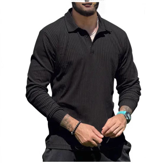 Herren Poloshirt Langarm Modern RippdesignSlimFit