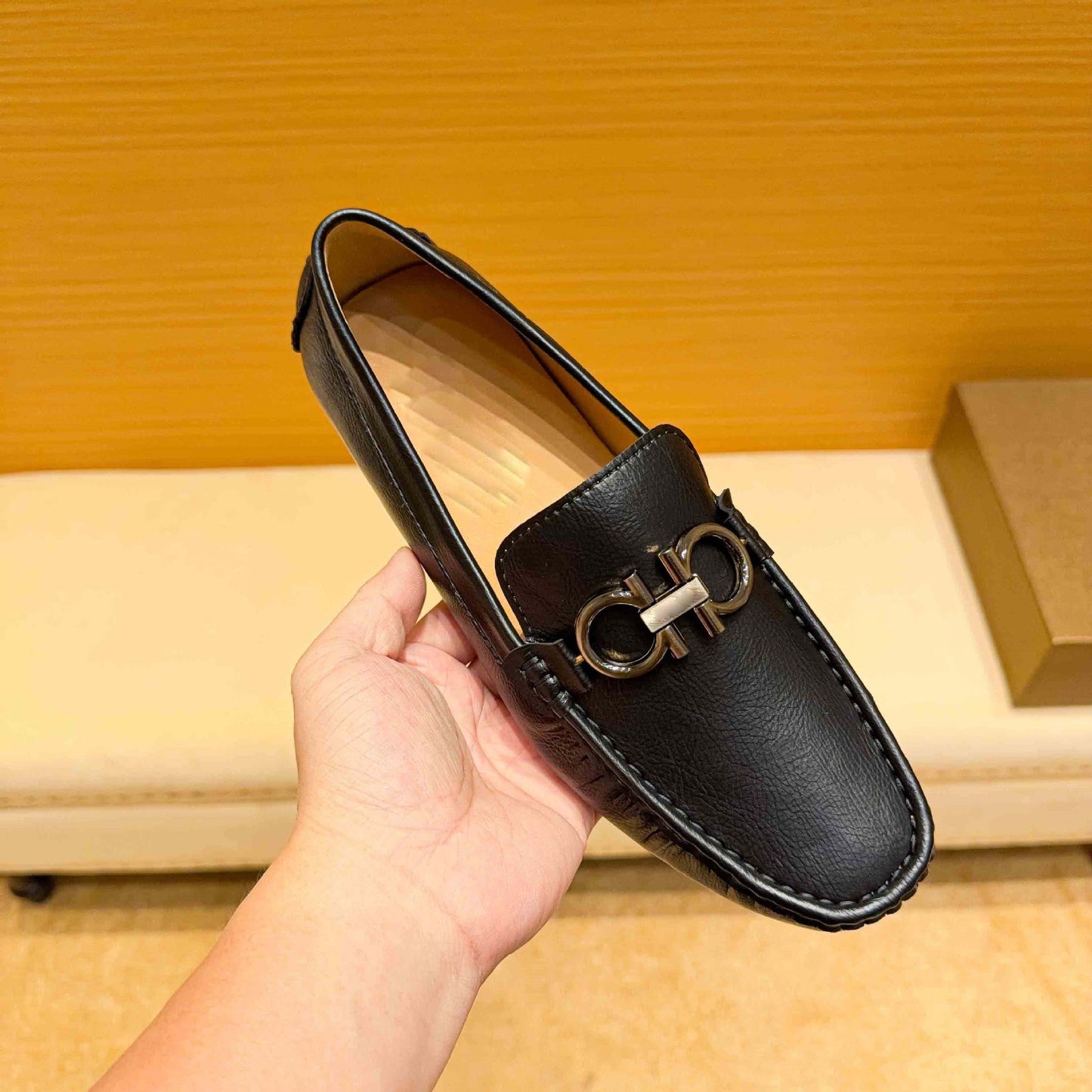 Damen Mokassins Leder Elegante Schuhe mit Zierdetails