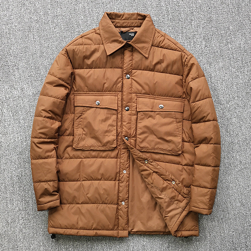 Herren Steppjacke Overshirt mit Klappentaschen Robust