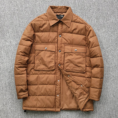 Herren Steppjacke Overshirt mit Klappentaschen Robust