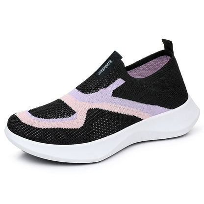 Damen Sport Sneaker Bequem Elastisch Slip-On Schuhe
