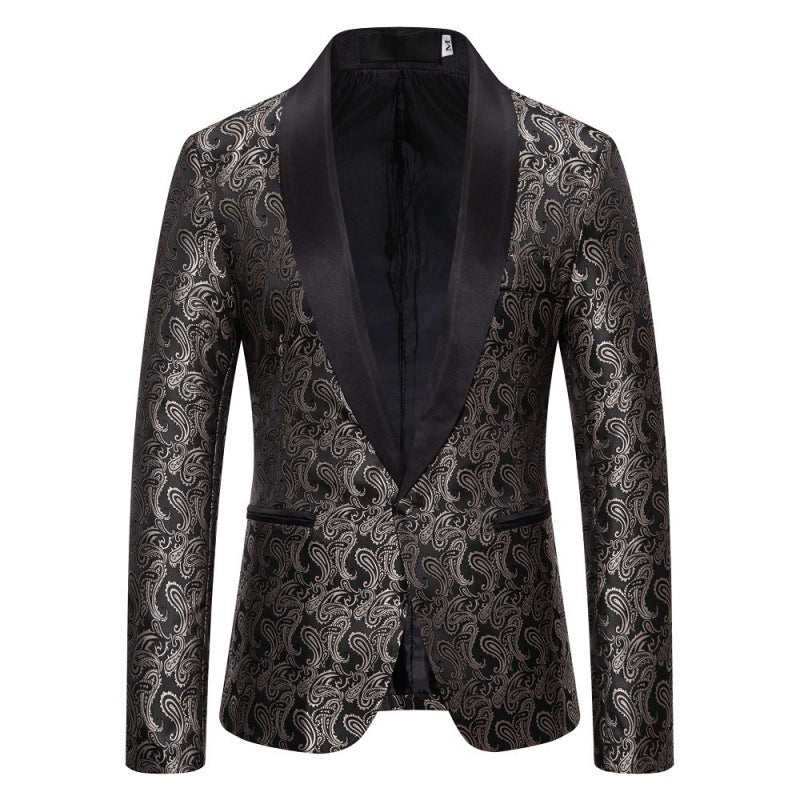 Herren Smokingsakko Luxus Jacquard Muster Elegant Schwarz
