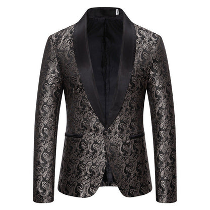 Herren Smokingsakko Luxus Jacquard Muster Elegant Schwarz