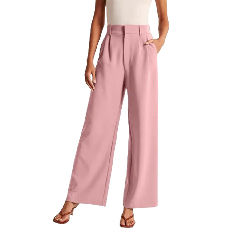 Damen Anzughose Weite Faltenhose Elegant