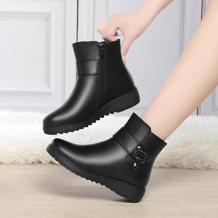Damen Winterstiefel Gefüttert Schnallen Detail Warm