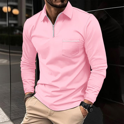 Herren Langarmshirt Modern mit Reißverschluss-details