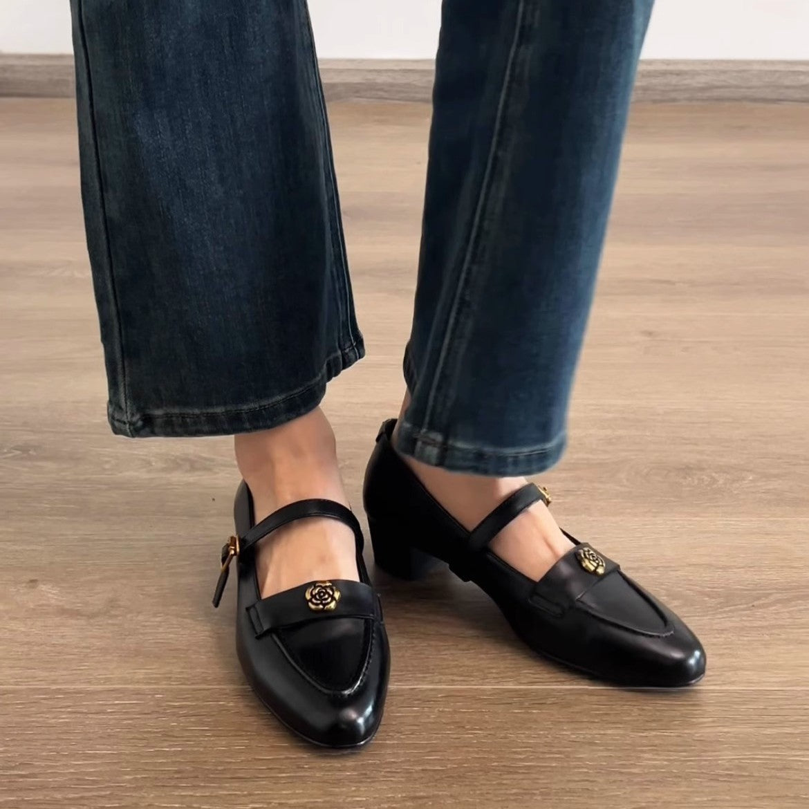 Damen Schuhe Mary Jane Elegant Schnalle Modisch Schwarz
