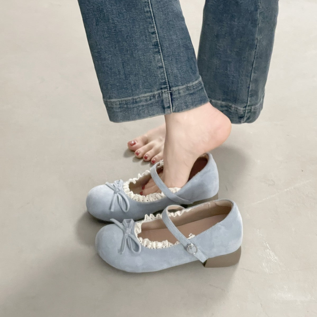 Damen Ballerinas Elegante Rüschen Sneaker Schuhe Bequem