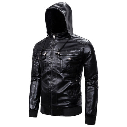 Lederjacke Herren Ledermantel mit Innenfutter und Taschen