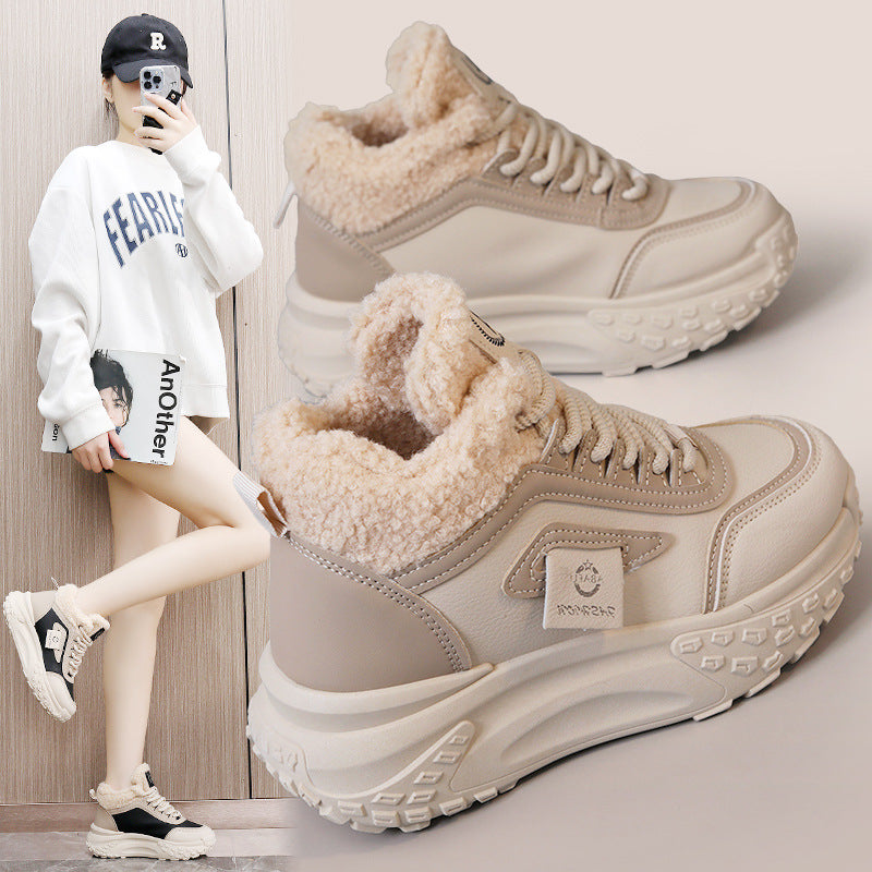 Damen Sneaker Hochgeschnittene Kuschelige Innenfutter Rutschfeste Sohle - BerlinGlamour