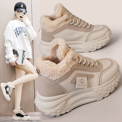 Damen Sneaker Hochgeschnittene Kuschelige Innenfutter Rutschfeste Sohle - BerlinGlamour
