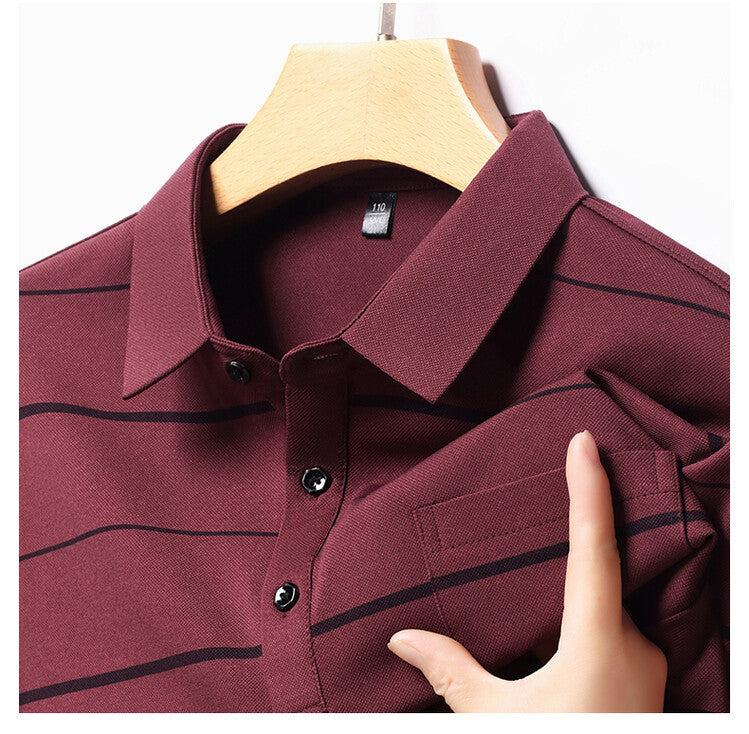 Herren Poloshirt Kurzarm Streifenmuster Elegant Modern