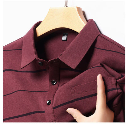 Herren Poloshirt Kurzarm Streifenmuster Elegant Modern