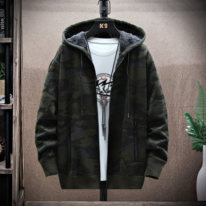 Herren Kapuzenjacke Lässig Warm Mit Strukturmuster