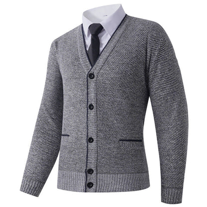 Herren Strickjacke V-Ausschnitt Klassisch Elegante Männerjacke