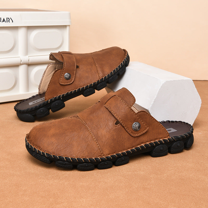 Damen Leder-Mules Komfortabel mit verstellbarem Riemen - BerlinGlamour