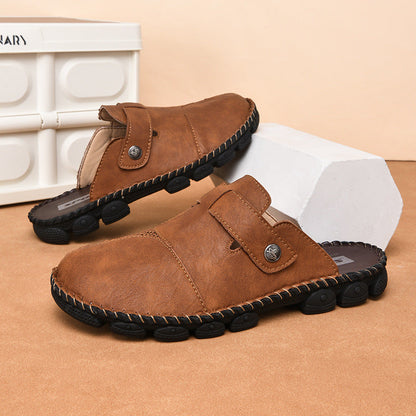 Damen Leder-Mules Komfortabel mit verstellbarem Riemen - BerlinGlamour