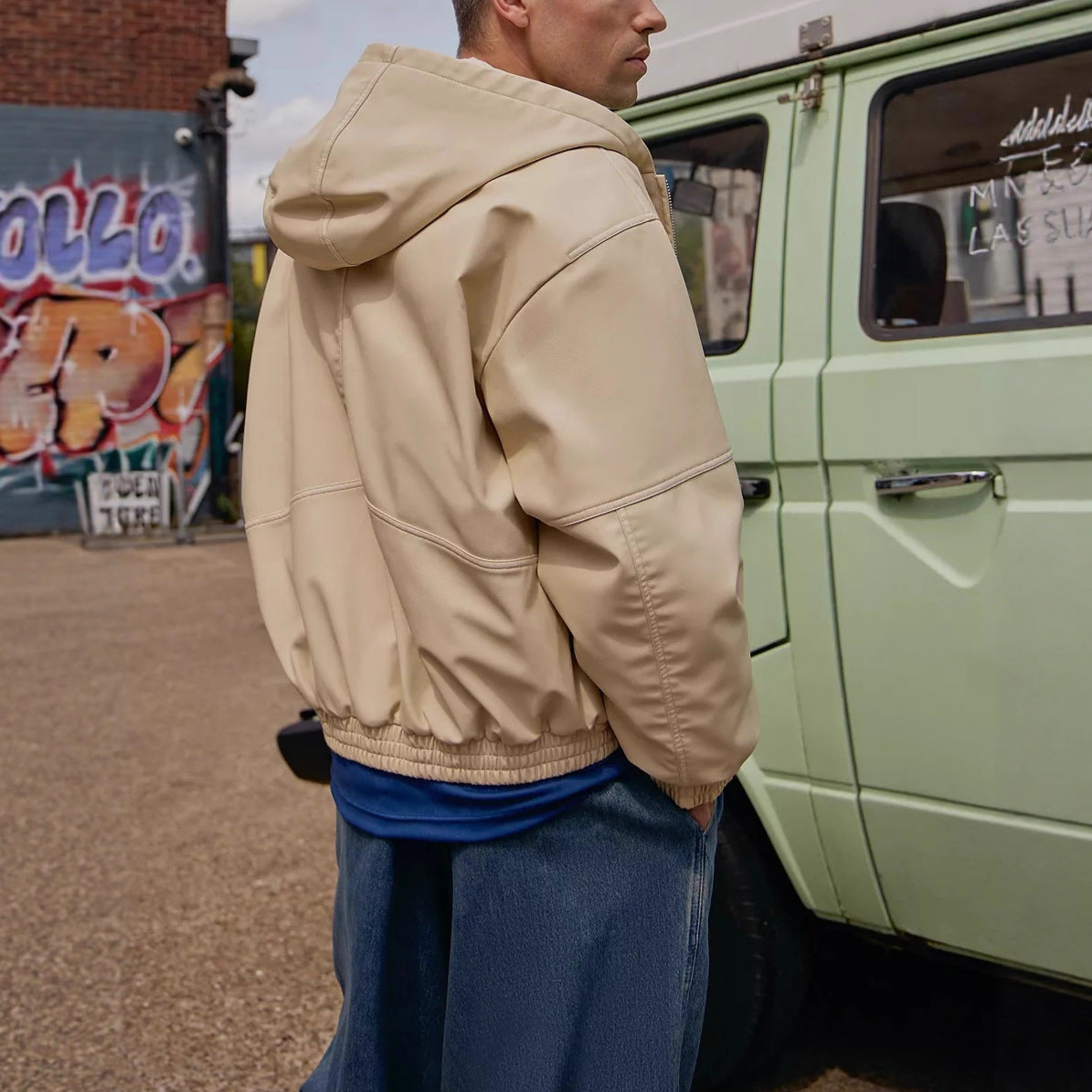 Herren Oversized Kapuzenjacke Lässig Strukturiert