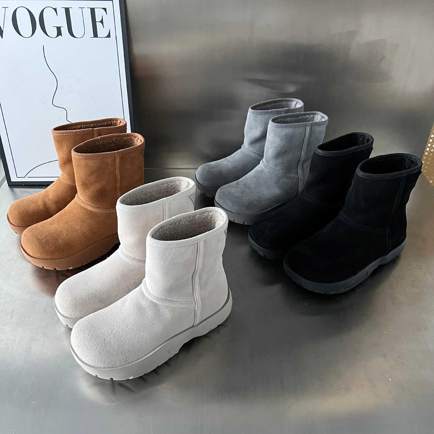 Fellgefütterte Winterstiefel Damen Warm Robust