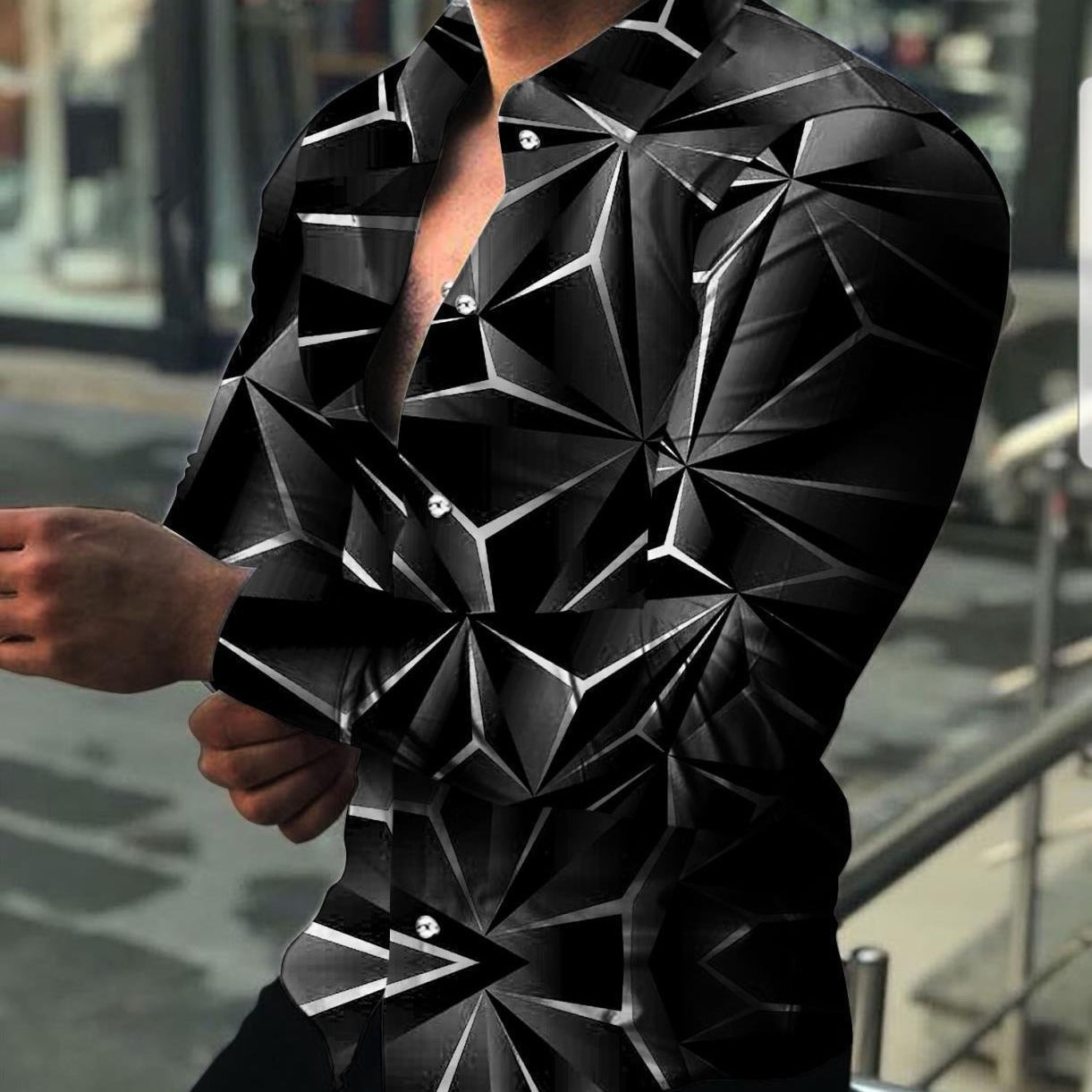 Herren Langarmhemd Modern 3D Design Berlin Style - BerlinGlamour