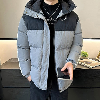 Herren Steppjacke Warm Verstellbare Kapuze Modern