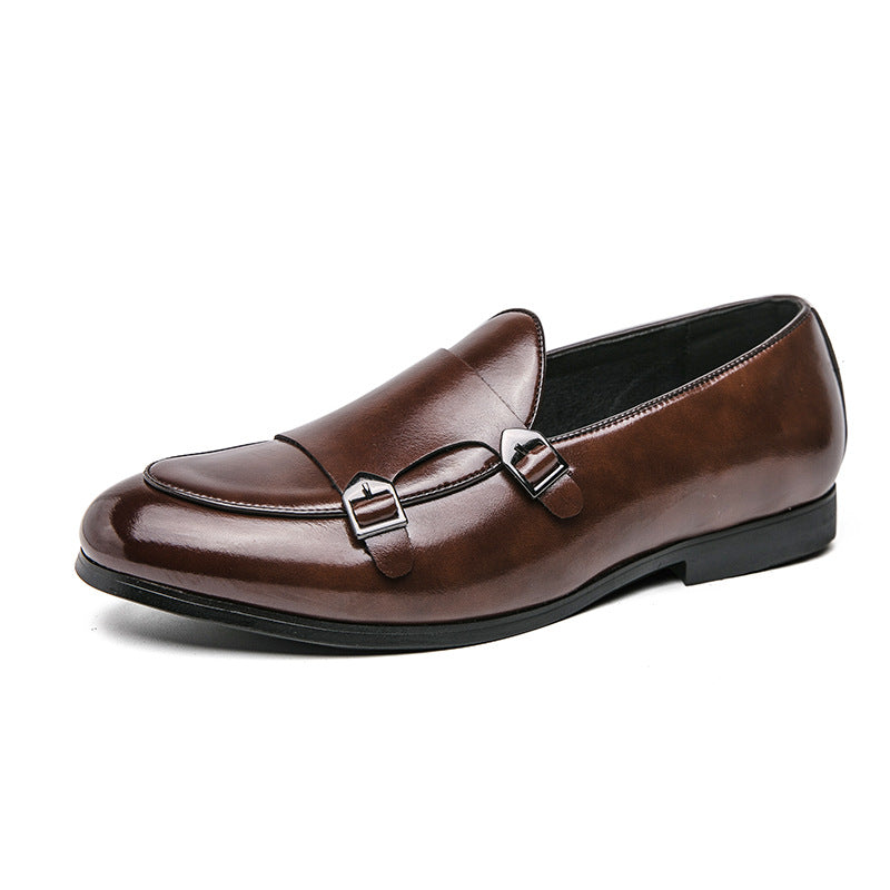 Damen Mokassins Elegante Doppelschnalle schwarz Mode