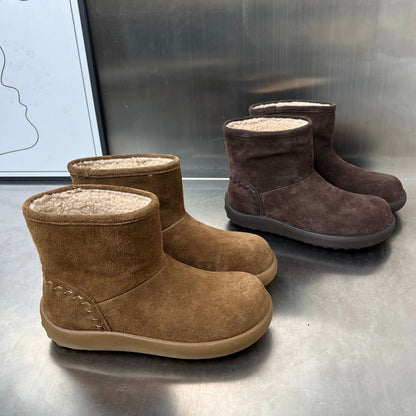 Damen Winterstiefel Bequem Wildleder Kuschelig Warm