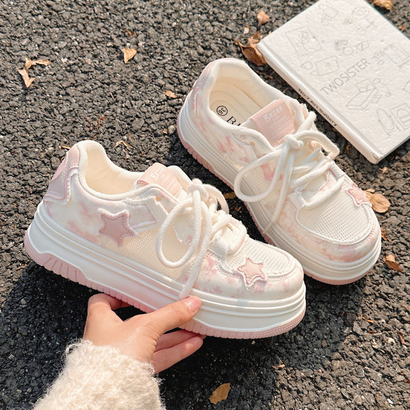 Damen Sneaker Sportlich Bequem Sterne Motiv