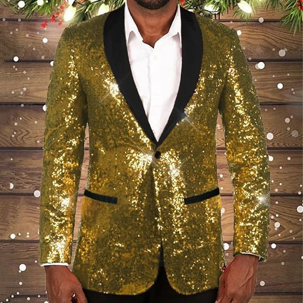 Glitzernder Herren Blazer Schwarzes Revers Glamour Style - BerlinGlamour
