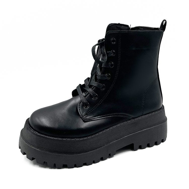 Damen Stiefel Robust Plateau Elegant Leder