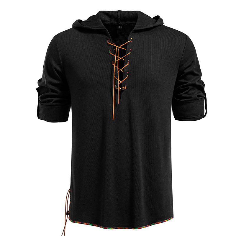 Herren Hoodie Lässig mit Schnürung Modern