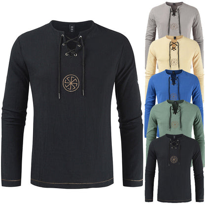 Herren Langarmshirt Romantisch Schnürdesign Elegant - BerlinGlamour
