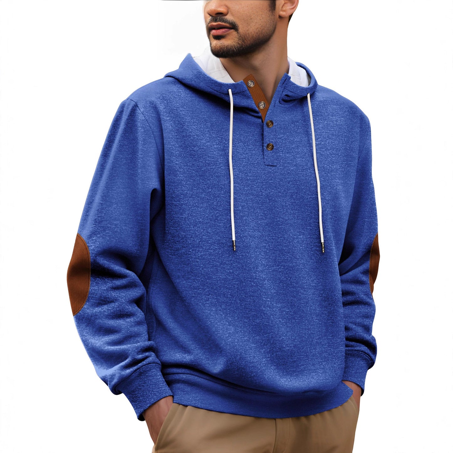 Herren Kapuzenpullover Modern Strukturiert Mit Knöpfen