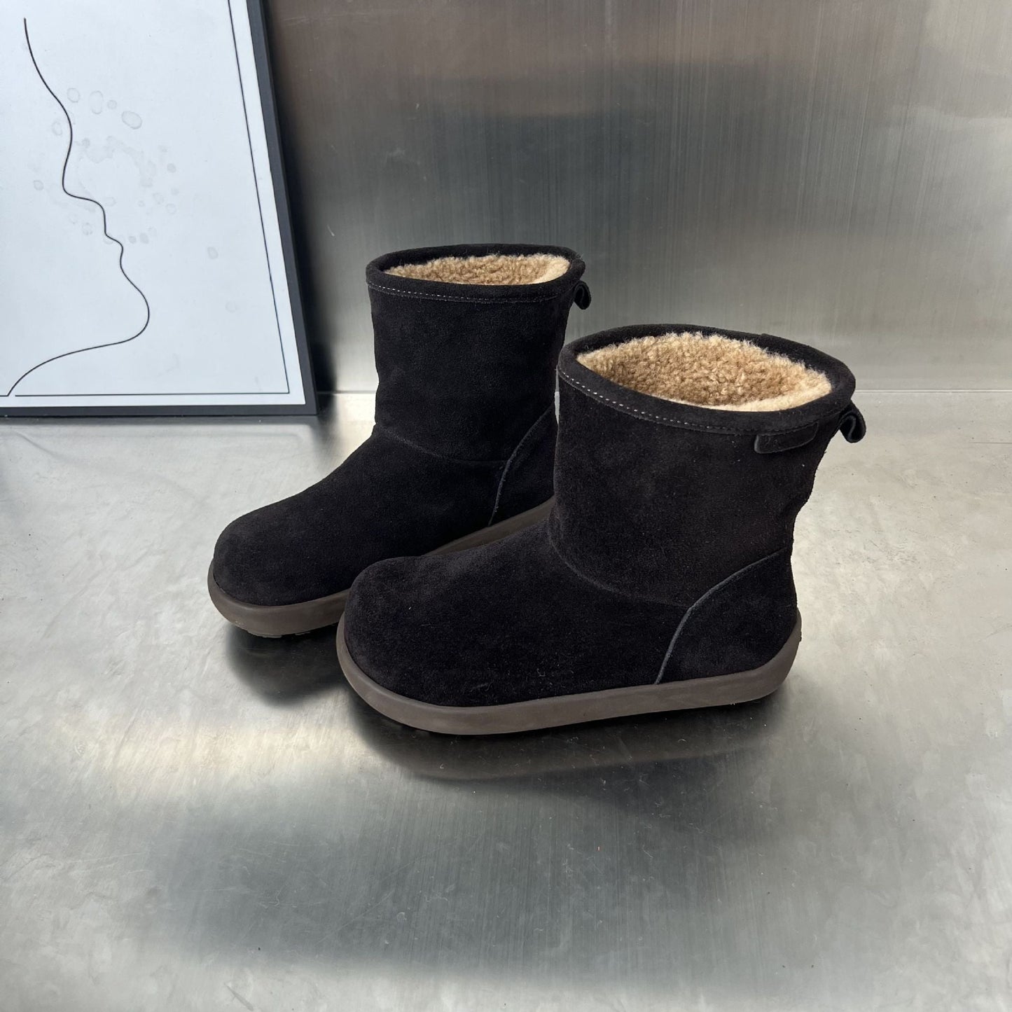Damen Winterstiefel Weiches Wildleder Fleecegefüttert Warm