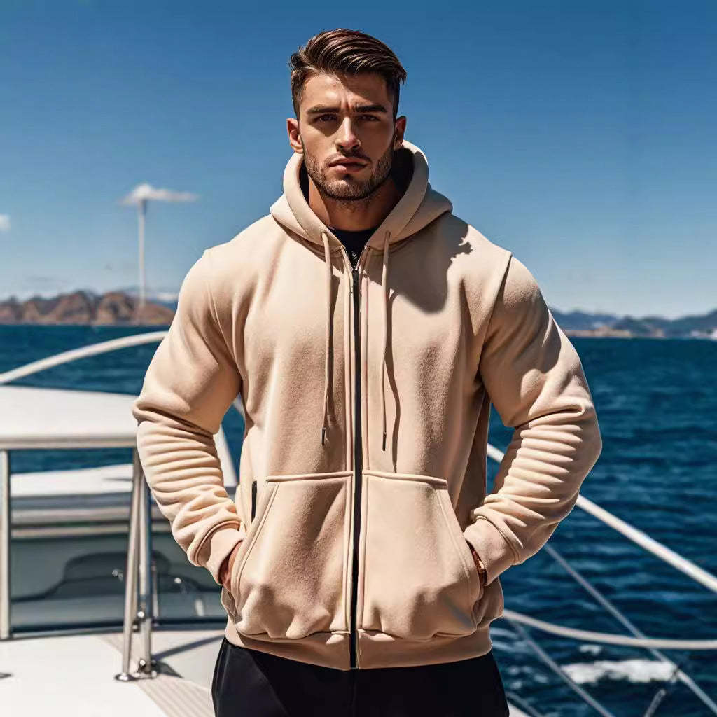 Herren Kapuzenpullover Reißverschluss Taschen Bequem - BerlinGlamour