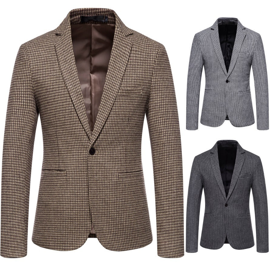 Herren Blazer Modern Schachbrettmuster Elegant Slimfit