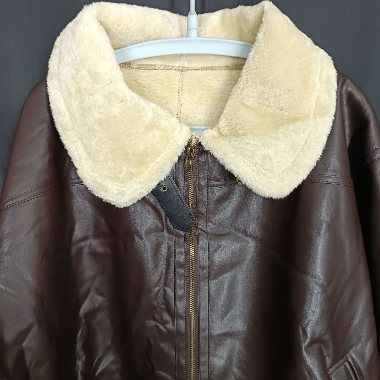 Lederjacke Herren Weich Teddyfutter Lammleder Schwarz