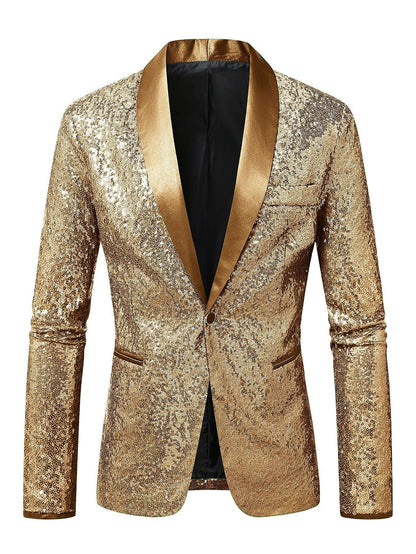 Herren Blazer Pailletten Modern Schnitt Glamour