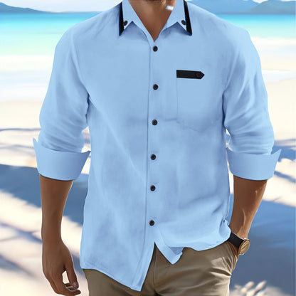 Herren Langarmhemd Elegantes Kontrastdesign ModernSlimFit