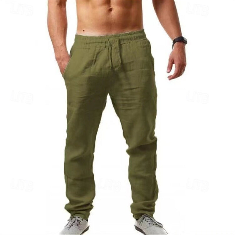 Herren Leinenhose Elastisch Bequem Sommerhose