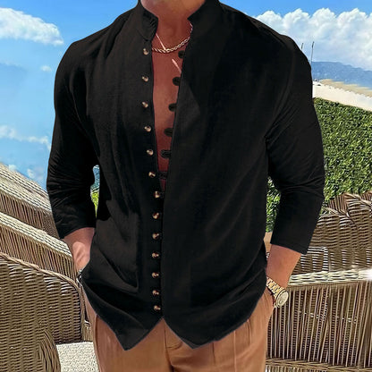 Herren Langarmhemd Modern Mandarin Kragen Elegant