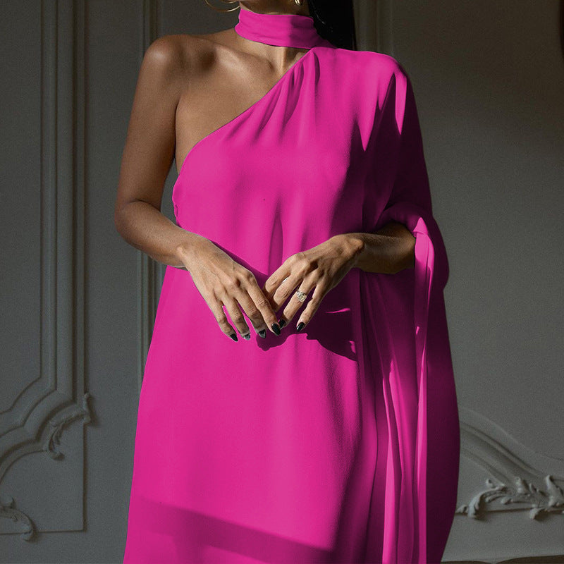 Elegantes Damen Abendkleid One Shoulder Fließend Schick