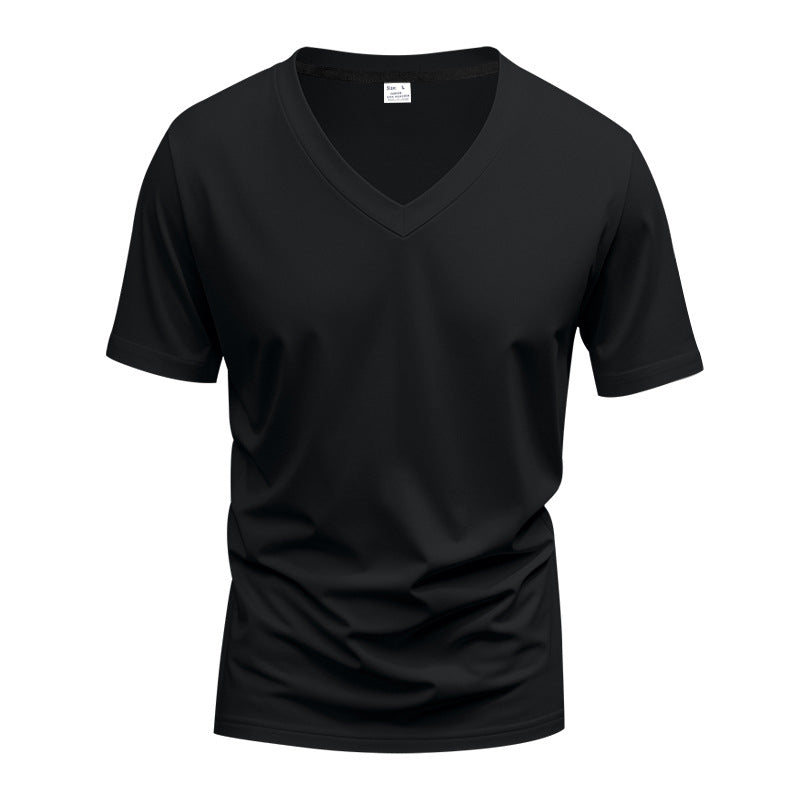 Herren T-Shirt V-Ausschnitt atmungsaktiv Schnelltrocknend Baumwolle