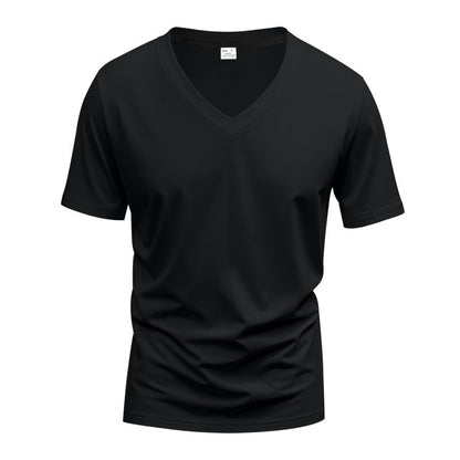 Herren T-Shirt V-Ausschnitt atmungsaktiv Schnelltrocknend Baumwolle