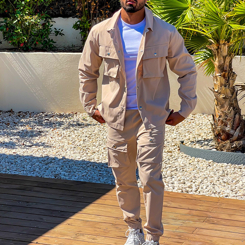 Herren Cargo-Hose Set Bequem mit Jacke Outdoor